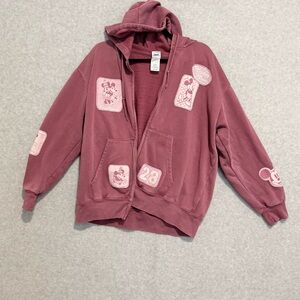 Disney Maroon Jacket with Cartoon Patches